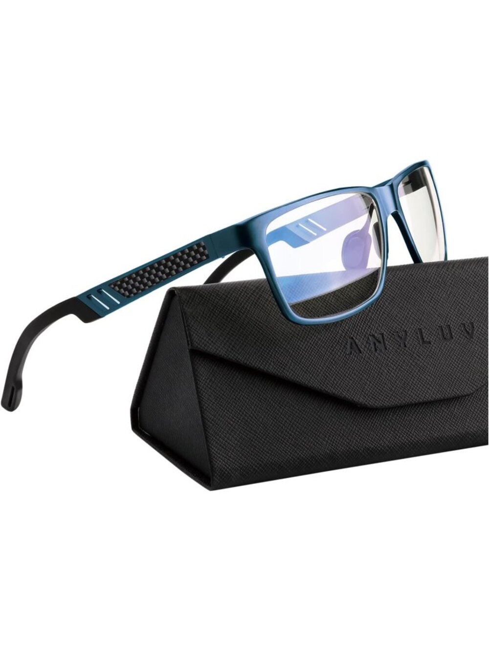 ANYLUV Men's Clear Blue Glasses Computer Gaming Blue Light Rectangle Metal Frame